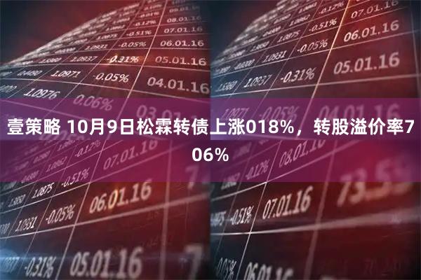 壹策略 10月9日松霖转债上涨018%，转股溢价率706%