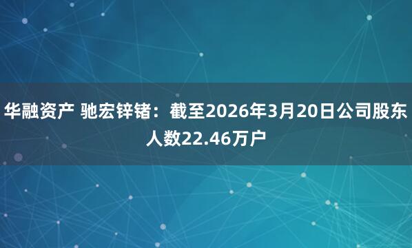 华融资产 驰宏锌锗：截至2026年3月20日公司股东人数22.46万户
