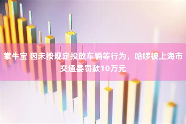 掌牛宝 因未按规定投放车辆等行为，哈啰被上海市交通委罚款10万元
