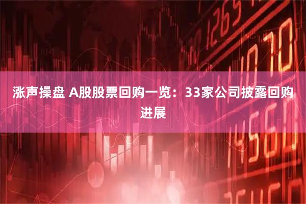 涨声操盘 A股股票回购一览：33家公司披露回购进展