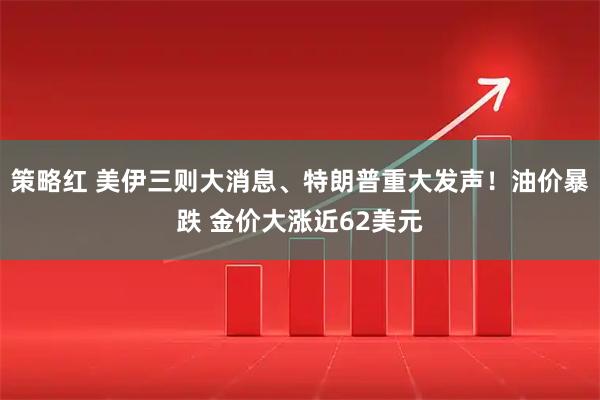 策略红 美伊三则大消息、特朗普重大发声！油价暴跌 金价大涨近62美元